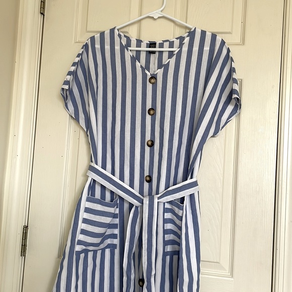 CCO PRICE DROP 🔥🔥 NWOT White and Blue Stripes Summer Dress Size XL - Picture 3 of 10